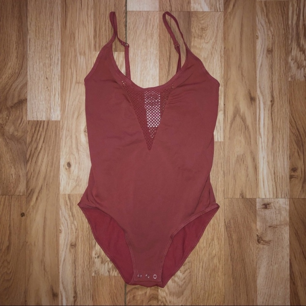 PINK mesh bodysuit rust color